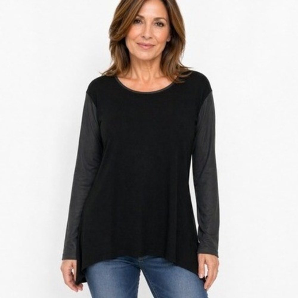 J Jill Wearever Collection Velvet Velour Pullover Scoop Neck LongSleeve Black XS